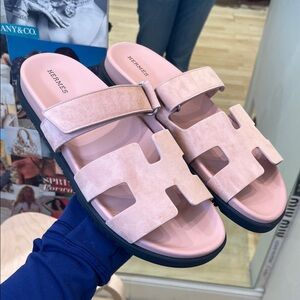 Hermes Blush Pink Women's Chypre Sandals size 42